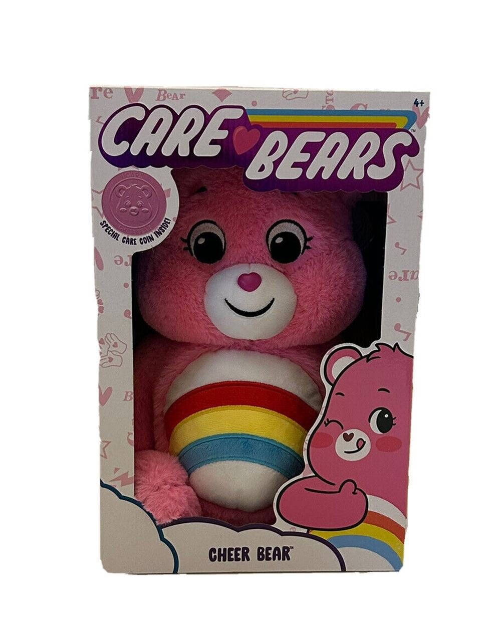 Care Bears Plush Pink Cheer Bear 14 Inch Rainbow Huggable Stuffed Animal Toy NEW